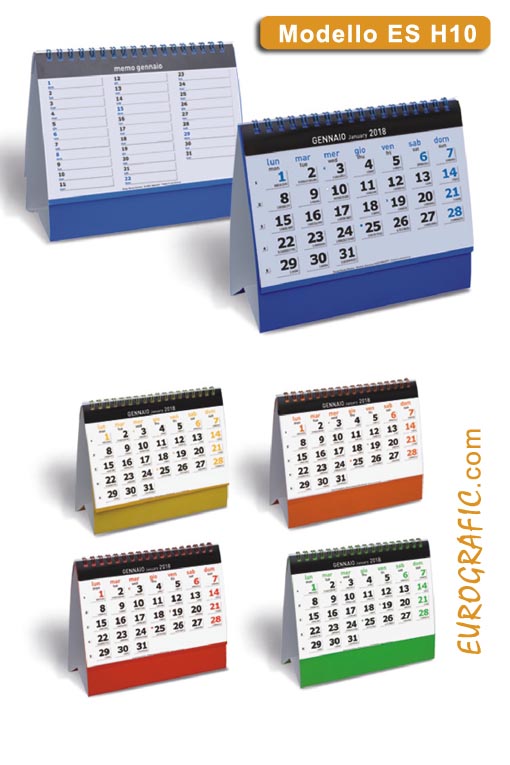 calendari da tavolo con spirale h10